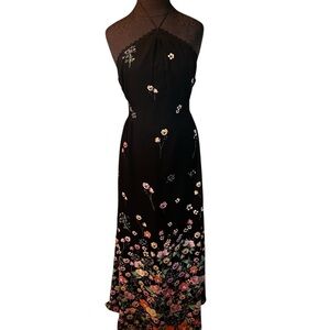 Sachin + Babi Black Chiffon Floral Maxi Dress Size 8 Medium Spectacular
